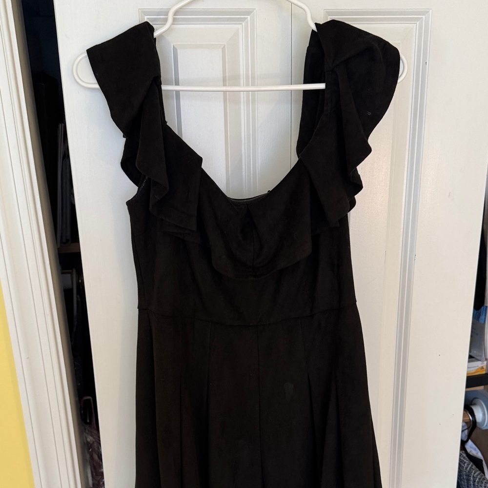 Black Ruffle-Shoulder Women's romper